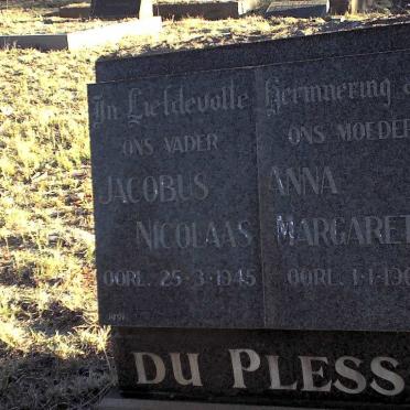 PLESSIS Jacobus Nicolaas, du -1945 &amp; Anna Margaretha -1966