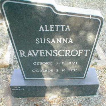 RAVENSCROFT Aletta Susanna 1893-1982