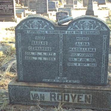 ROOYEN Barend Gerhardus, van 1872-1958 &amp; Alida Magdalena KLOPPER 1882-1945