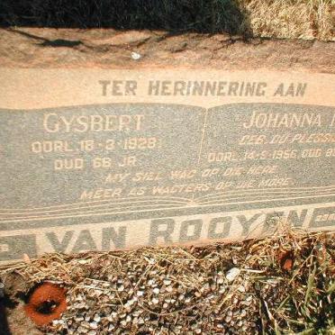 ROOYEN Gysbert, van 1860-1928 &amp; Johanna M. DU PLESSIS 18??-1956