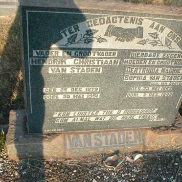 STADEN Hendrik Christiaan, van 1879-1951 &amp; Gertruida Magrieta Sophia VAN ROOYEN 1883-1946