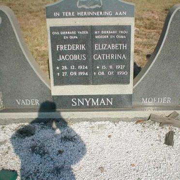 SNYMAN Frederik Jacobus 1924-1994 &amp; Elizabeth Cathrina 1927-1990