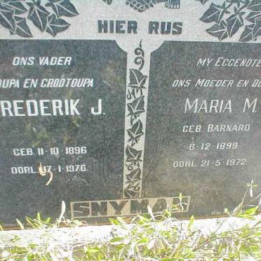 SNYMAN Frederik J. 1896-1976 &amp; Maria M. BARNARD 1899-1972