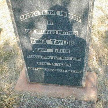 TAYLOR Enna nee DE BEER 1858-1932