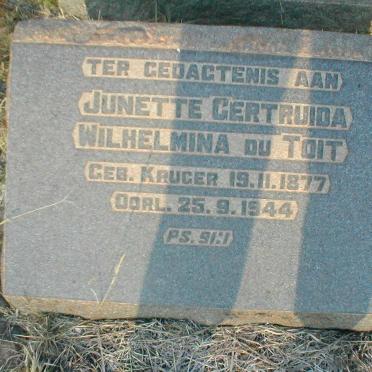 TOIT Junette Gertruida Wilhelmina, du nee KRUGER 1877-1944