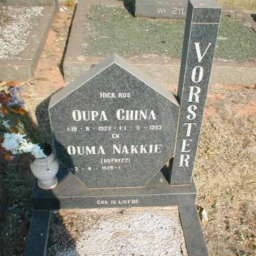 VORSTER China 1922-1983 &amp; Nakkie DU PREEZ 1925-?