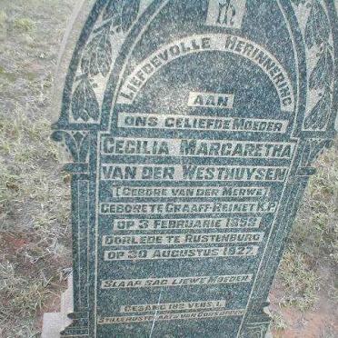 WESTHUYSEN Cecilia Margaretha, van der nee VAN DER MERWE 1853-1927