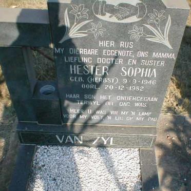 ZYL Hester Sophia, van nee HERBST 1946-1982