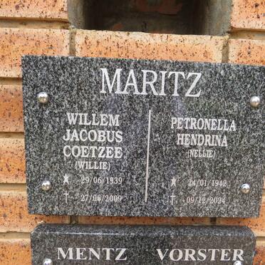 MARITZ Willem Jacobus Coetzee 1939-2009 & Petronella Hendrina 1942-2024