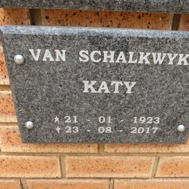 SCHALKWYK Katy, van 1923-2017