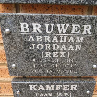 BRUWER Abraham Jordaan 1941-2010