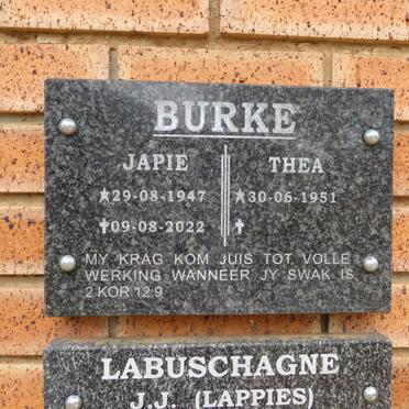 BURKE Japie 1947-2022 & Thea 1951- 