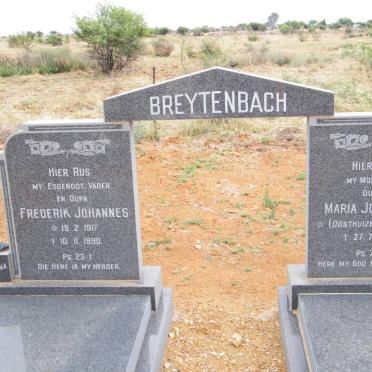 BREYTENBACH Frederik Johannes 1917-1990 &amp; Maria Johanna M. OOSTHUIZEN 1923-2003