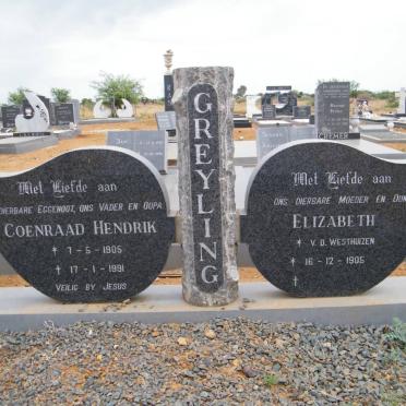 GREYLING Coenraad Hendrik 1906-1991 &amp; Elizabeth V.D. WESTHUIZEN 1906-