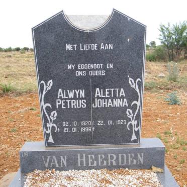 HEERDEN Alwyn Petrus, van 1920-1996 &amp; Aletta Johanna 1927-