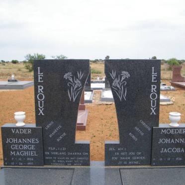 ROUX Johannes George Maghiel, le 1924-1997 &amp; Johanna Jacoba 1926-