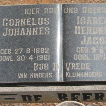 BEER Cornelius Johannes, de 1882-1961 &amp; Isabella Hendrika Jacoba 1891-1955
