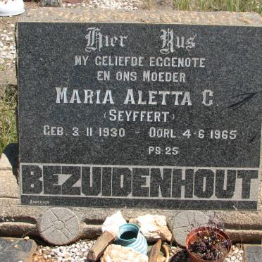 BEZUIDENHOUT Maria Aletta C. nee SEYFFERT 1930-1965