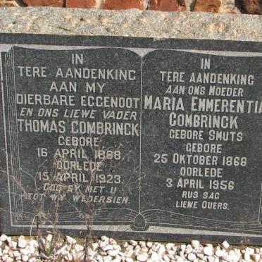 COMBRINCK Thomas 1888-1923 &amp; Maria Emmerentia SMUTS 1868-1956