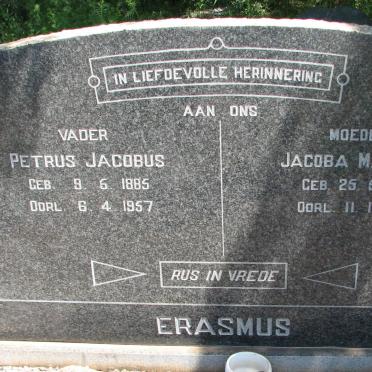 ERASMUS Petrus Jacobus 1885-1957 &amp; Jacoba Martina 1891-1959