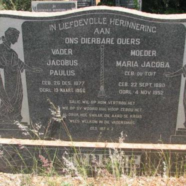 FOURIE Jacobus Paulus 1877-1956 &amp; Maria Jacoba DU TOIT 1880-1952