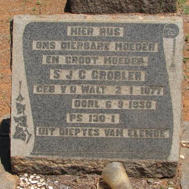 GROBLER S.J.C. nee V.D. WALT 1877-1930