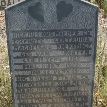 KOEKEMOER Gertruida Magdalena nee VAN ROOYEN 1905-1952