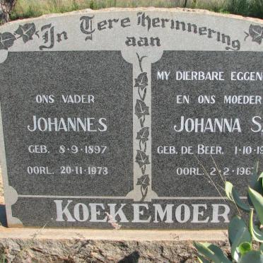 KOEKEMOER Johannes 1897-1973 &amp; Johanna S. DE BEER 1903-1967