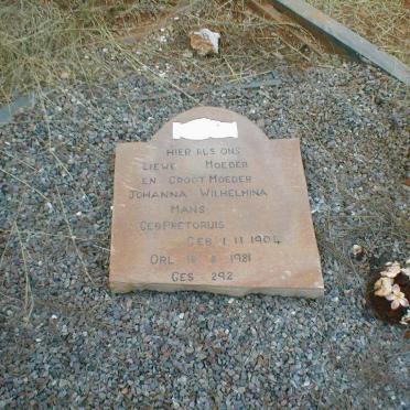 MANS Johanna Wilhelmina nee PRETORIUS 1904-1981