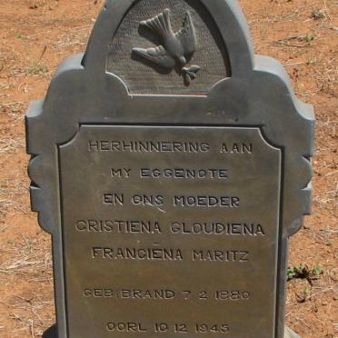 MARITZ Cristiena Gloudiena Franciena nee BRAND 1880-1945