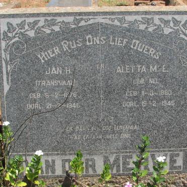 MERWE Jan H., van der 1876-1945 &amp; Aletta M.E. NEL 1880-1945