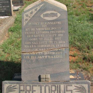 PRETORIUS Polly Esther Kathrina nee KOTZE 1911-1937