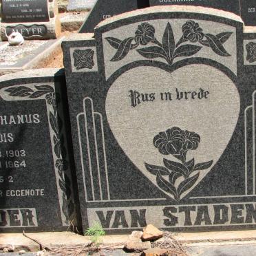 STADEN David Stephanus Francois, van 1903-1964 Engela Elizabeth MOSTERT 1912-1989