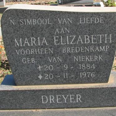 DREYER Maria Elizabeth voorheen BREDENKAMP nee van NIEKERK 1884-1976