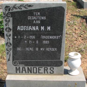 MANDERS Adriana M.M. nee BADENHORST 1906-1983