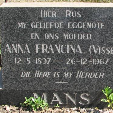 MANS Anna Francina nee VISSER 1897-1967