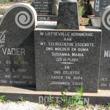 OOSTHUIZEN Johannes Louis 1901-1982 &amp; Susanna Maria DU PLOOY 1903-1973