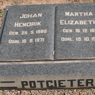 POTGIETER Johan Hendrik 1885-1971 &amp; Martha Elizabetha 1889-1970