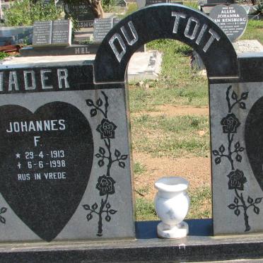 TOIT Johannes F., du 1913-1998 &amp; Johanna J.A.C. 1915-1984