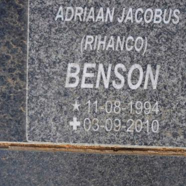 BENSON Adriaan Jacobus 1994-2010