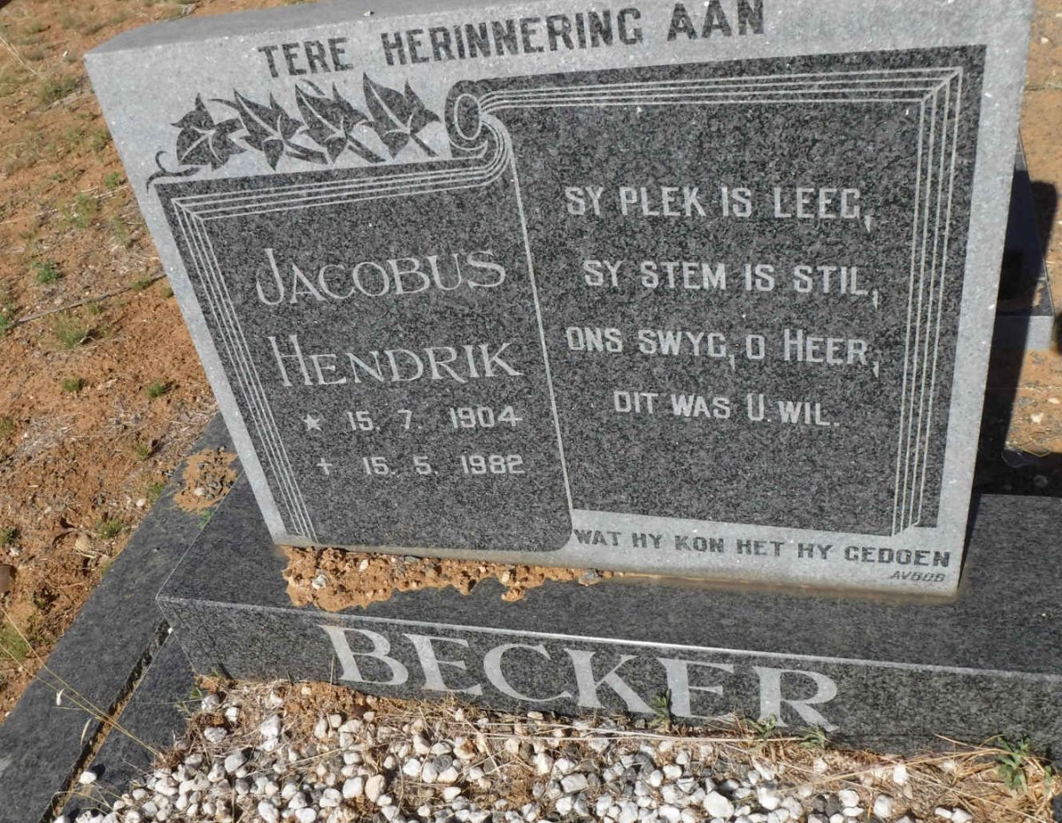 BECKER Jacobus Hendrik 1904-1982