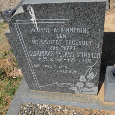 VORSTER Gerhardus Petrus 1930-1972