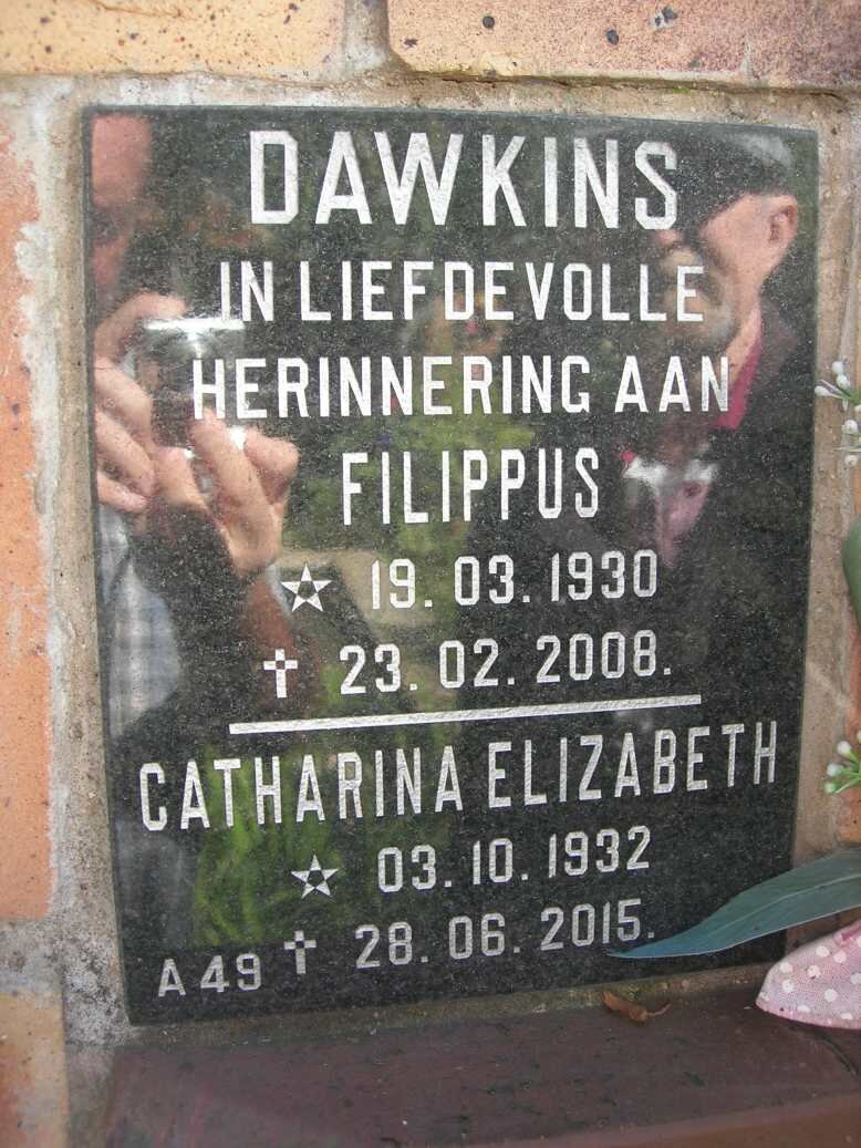 DAWKINS Filippus 1930-2008 &amp; Catherina Elizabeth 1932-2015