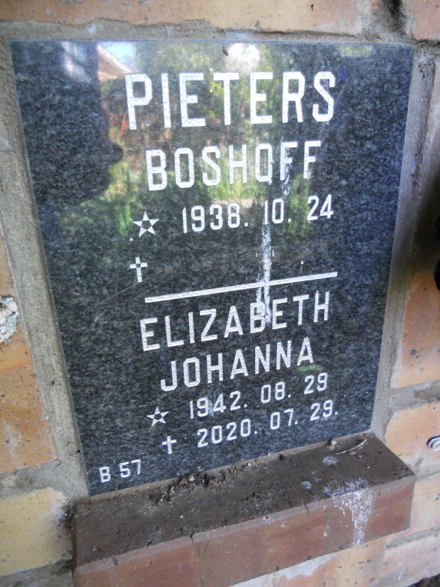 PIETERS Boshoff 1938- & Elizabeth Johanna 1942-2020