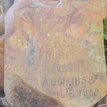 PREEZ Anna Catharina Maria, du nee JANSE VAN RENSBURG 1858-1932 