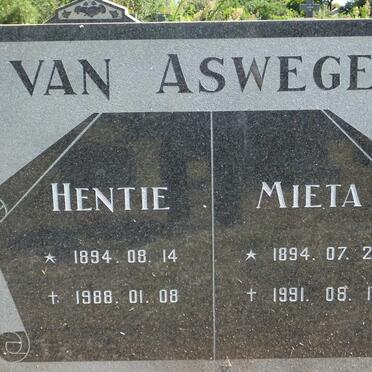ASWEGEN Hentie, van 1894-1988 &amp; Mieta 1894-1991