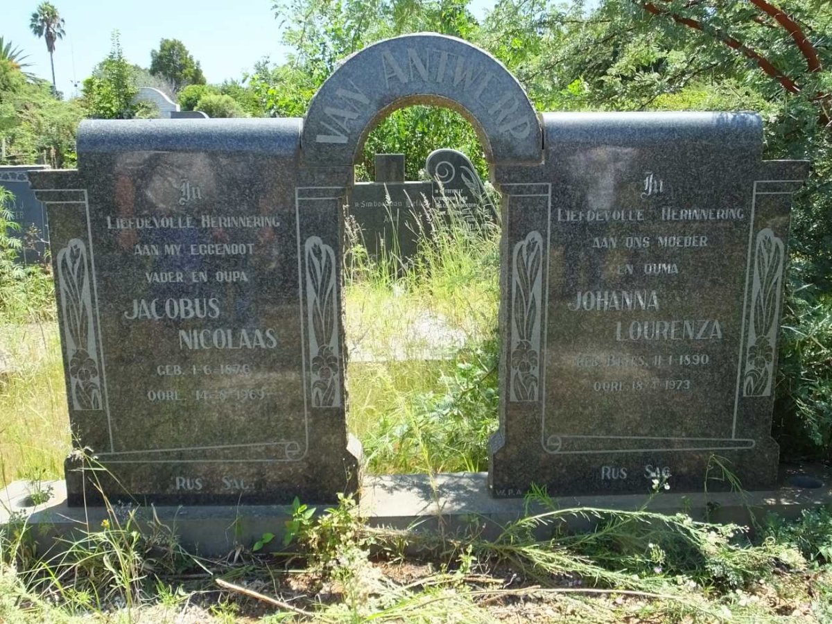 ANTWERP Jacobus Nicolaas, van 1876-1969 &amp; Johanna Lourenza BRITS 1890-1973