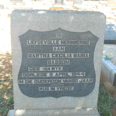 BASSON Martha Cecilia Maria nee VAN WYK -1944