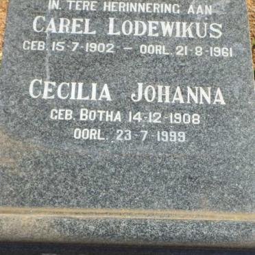 BOUDRY Carel Lodewikus 1902-1961 &amp; Cecilia Johanna BOTHA 1908-1999