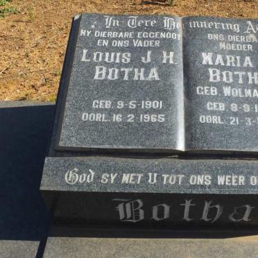 BOTHA Louis J.H. 1901-1965 &amp; Maria M. WOLMARANS 1907-1998